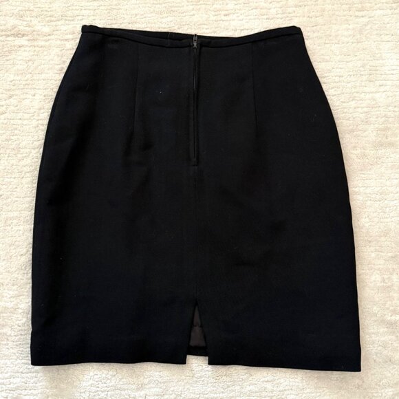 Limited Black Wool Blend Pencil Skirt Size 2 With Back Zipper and Slit - Picture 7 of 7
